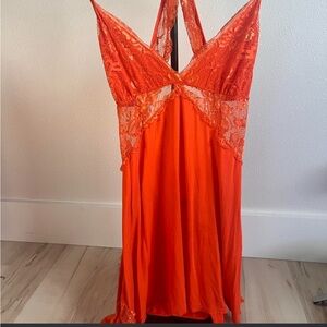 orange lace dress